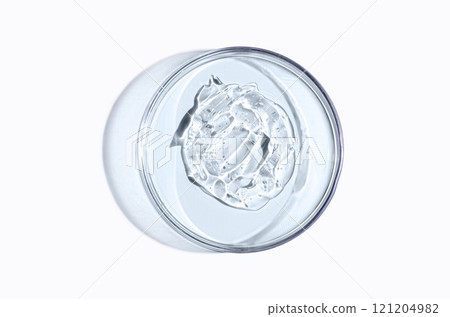 Skin serum or face wash gel in a Petri dish. For cosmetic procedures. Skin serum or face wash gel in a Petri dish. For cosmetic procedures. 121204982