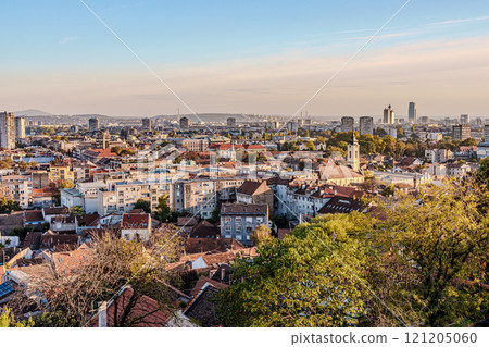 River rooftops trees. High quality photo 121205060