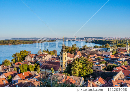 Danube river in the Belgrade city, Serbia from Gardos Tower. High quality photo Danube river in the Belgrade city, Serbia from Gardos Tower. High quality photo 121205068