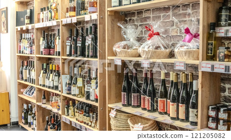 Bottles of wine on a shelf in a store. High quality photo 121205082