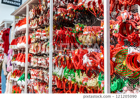 Christmas decorations store. High quality photo Christmas decorations store. High quality photo 121205090
