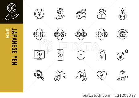 日元簡單線圖標 日元簡單線圖標 121205388