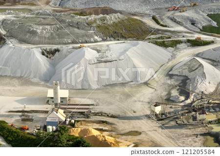 Sand open-pit mining quarry with processing plant for crushed stone. Extracting of natural resources for construction industry 121205584