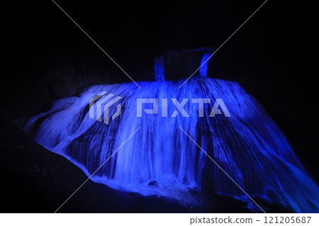 Fukuroda Falls in Ibaraki Prefecture, one of Japan's three most famous waterfalls, illuminated in the darkness 121205687