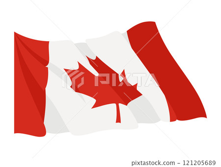 Canadian waving flag. National symbol with standard color and size of North America country. Vector icon isolated on white background Canadian waving flag. National symbol with standard color and size of North America country. Vector icon isolated on white background 121205689
