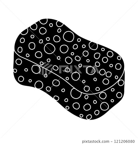 Black silhouette of washing sponge for dishwashing or bathing, glyph icon flat vector 121206080