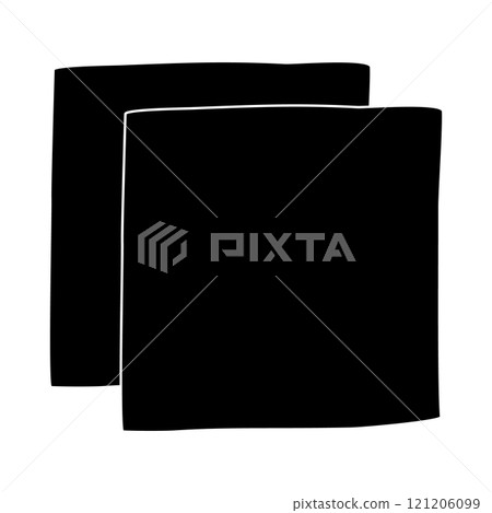 Black silhouette of cleaning cloth for dishwashing or dusting, glyph icon flat vector 121206099