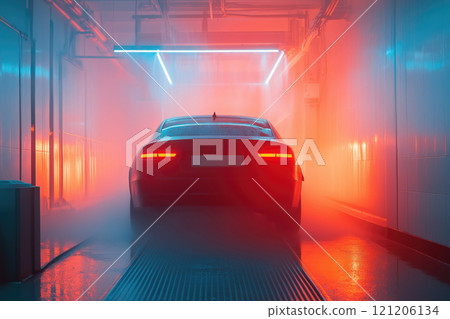 Car wash with high pressure water and foam. 121206134