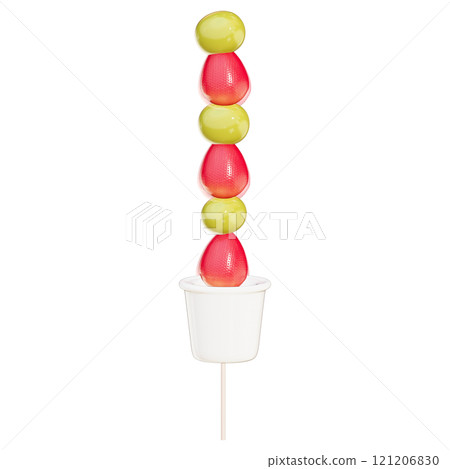 Tanghulu , a variety of Chinese candied fruits on skewers on transparent background , 3D Rendering 121206830