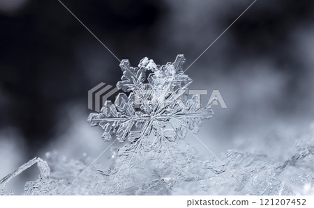 natural snowflakes on snow. the picture is made at a temperature of-10 C natural snowflakes on snow. the picture is made at a temperature of-10 C 121207452