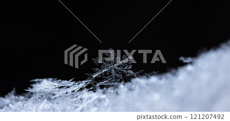 natural snowflakes on snow. the picture is made at a temperature of-10 C natural snowflakes on snow. the picture is made at a temperature of-10 C 121207492