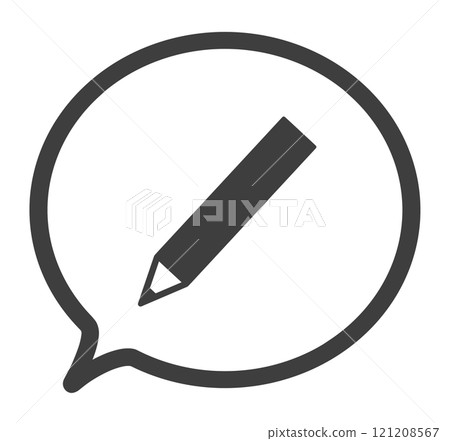 Simple black pencil mark and speech bubble Simple black pencil mark and speech bubble 121208567