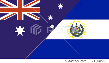 Flag of Australia and El Salvador. Two Flag Together. Political relations Flag of Australia and El Salvador. Two Flag Together. Political relations 121208583