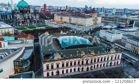Aerial view on German historical museum (Zeughaus) with glass roof aRotes Rathaus Aerial view on German historical museum (Zeughaus) with glass roof aRotes Rathaus 121208627