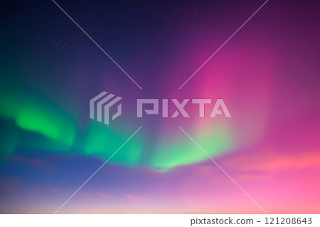 Aurora borealis in night winter sky 121208643