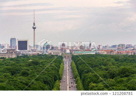 Berlin summer skyline aerial view with Tiergarten from Victory Column, Berlin, Germany Berlin summer skyline aerial view with Tiergarten from Victory Column, Berlin, Germany 121208781