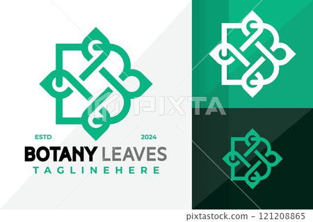 Elegant Letter B Leaves Logo Icon Vector Design Illustration 121208865