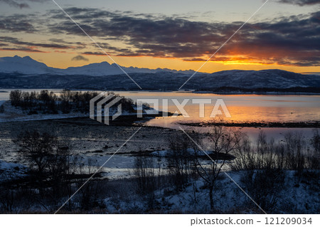 Sunrise at a winter norwegian country, Norway Sunrise at a winter norwegian country, Norway 121209034