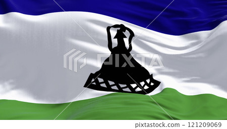 Close-up of national flag of Lesotho waving Close-up of national flag of Lesotho waving 121209069