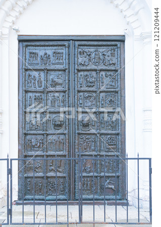 Magdeburg (Korsun, Plock, Sigtuna) gates. Bronze temple doors from the mid 12th century, located on the western side of St. Sophia Cathedral in Novgorod 121209444
