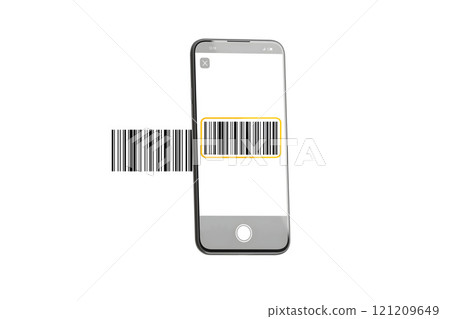 Barcode scanning on phone screen, isolated 121209649