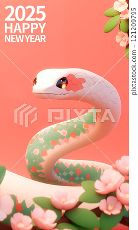 卡通蛇年插画海报 卡通蛇年插画海报 121209795