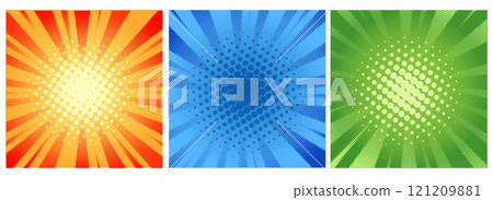 Halftone colorful sun rays background Halftone colorful sun rays background 121209881