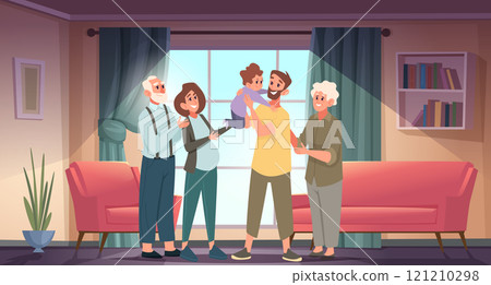 Diverse ethnicity. Father mother and happy kids exact vector diverse nationalities people 121210298