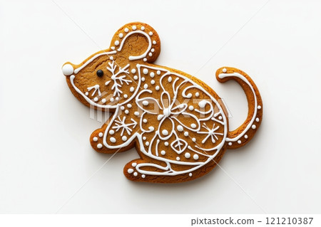Enjoy the delightful Decorative Gingerbread Mouse Cookie, perfect for your festive celebrations 121210387