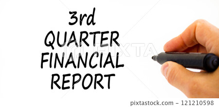 3rd quarter financial report symbol. Concept words 3rd quarter financial report on beautiful white paper. Beautiful white background. Business 3rd quarter financial report concept. Copy space. 3rd quarter financial report symbol. Concept words 3rd quarter financial report on beautiful white paper. Beautiful white background. Business 3rd quarter financial report concept. Copy space. 121210598