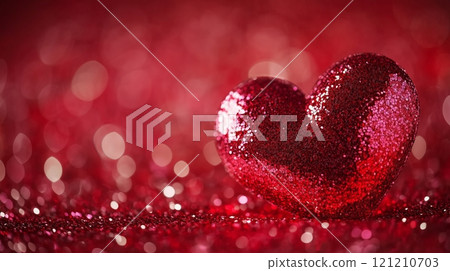 Red heart bokeh background for Valentine's Day celebration on a red background. 121210703