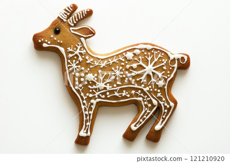 Delightfully Crafted Gingerbread Reindeer Cookie Beautifully Decorated for the Holidays 121210920