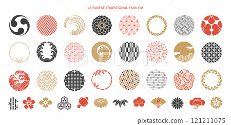 日本圖案符號和日式圖示集/新年插畫 121211075