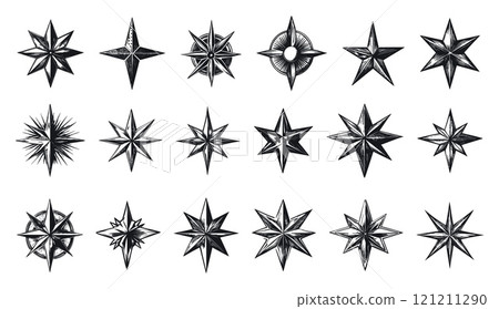 Star Signs Set Ink Pen Style Vector Illustrations Unique Artwork Creative Design Decorative Elements Artistic Visuals Modern Graphics Distinctive Art Style Astrology Symbols 121211290