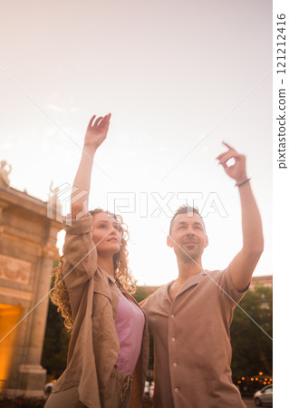 Couple dancing swing in madrid in front of puerta de alcala 121212416