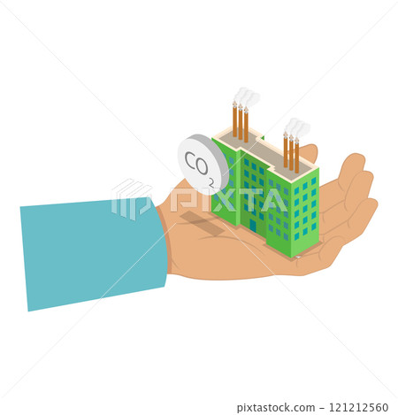 3D Isometric Flat Vector Illustration of Decarbonisation And Sustainability, Co2 Emission Impact Reduction. Item 1 121212560