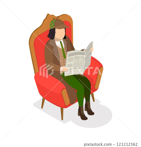 3D Isometric Flat Vector Set of Funny Detective Characters, Investigating Agency. Item 1 121212562