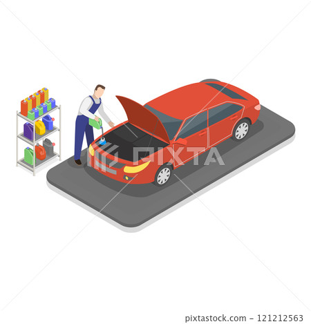 3D Isometric Flat Vector Illustration of Car Service, Professional Auto Diagnostic. Item 3 121212563