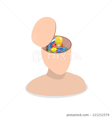3D Isometric Flat Vector Illustration of Idea Generation, Problem Solving. Item 2 3D Isometric Flat Vector Illustration of Idea Generation, Problem Solving. Item 2 121212574