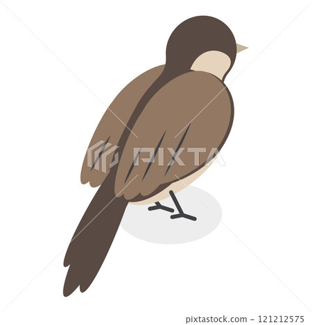 3D Isometric Flat Vector Set of City Birds, Sparrow, Tit, Pigeon, and Crow. Item 7 121212575