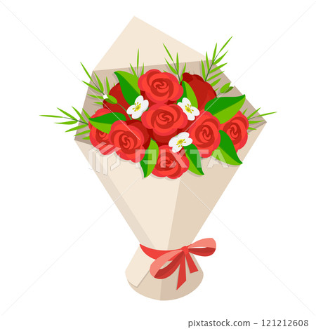 3D Isometric Flat Vector Set of Flower Bouquets, Floral Decoration. Item 2 121212608