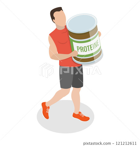 3D Isometric Flat Vector Illustration of Fitness People, Sport Nutrition, Healthy Lifestyle. Item 8 121212611