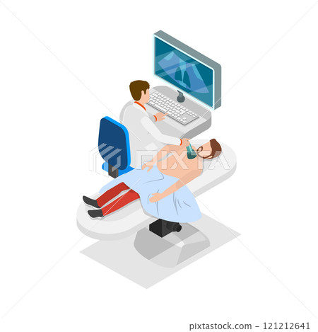 3D Isometric Flat Vector Illustration of Instrumental Diagnostic Methods, MRI Scan, Ultrasound, X-Ray. Item 1 121212641