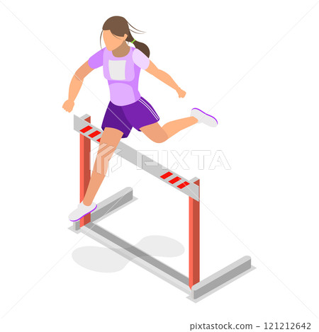 3D Isometric Flat Vector Illustration of Running With Barrier , An Intense Workout Challenge. Item 1 121212642