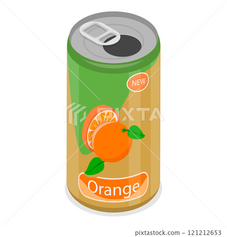 3D Isometric Flat Vector Set of Soda Drinks, Soft Beverages Cans. Item 1 121212653