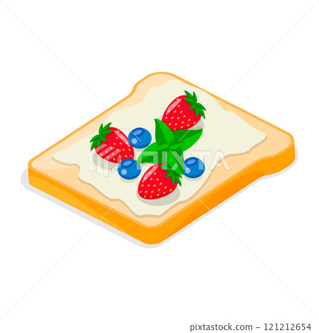 3D Isometric Flat Vector Illustration of Tasty Breakfast, Healthy Toasts Set. Item 1 3D Isometric Flat Vector Illustration of Tasty Breakfast, Healthy Toasts Set. Item 1 121212654