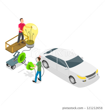 3D Isometric Flat Vector Illustration of Eco Technology, Protect Environment, Clean Alternative Energy. Item 1 3D Isometric Flat Vector Illustration of Eco Technology, Protect Environment, Clean Alternative Energy. Item 1 121212658