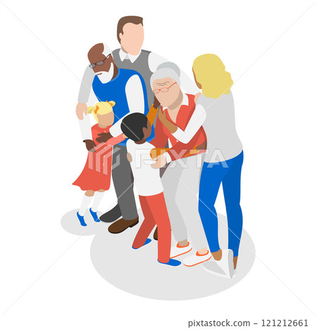 3D Isometric Flat Vector Illustration of Family Hug , Love and Trust between Generations. Item 1 3D Isometric Flat Vector Illustration of Family Hug , Love and Trust between Generations. Item 1 121212661