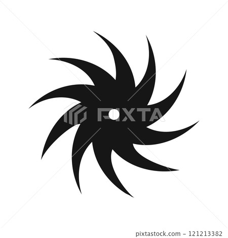 Round swirl or spin icon. Fan, propeller, pinwheel toy, ventilator, windmill sign. Flow, vortex, vertigo or tornado symbol isolated on white background. Vector graphic illustration Round swirl or spin icon. Fan, propeller, pinwheel toy, ventilator, windmill sign. Flow, vortex, vertigo or tornado symbol isolated on white background. Vector graphic illustration 121213382