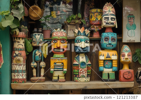 Colorful alebrijes representing mexican culture and folklore 121213387